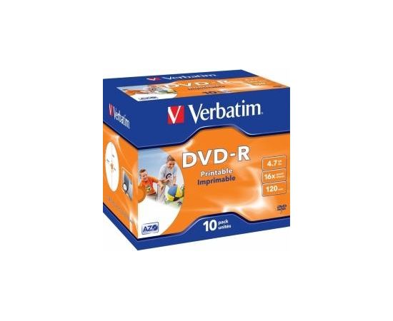 Matricas DVD-R AZO Verbatim 4.7GB 16x Printable, ID Branded,10 Pack Jewel