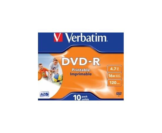 Matricas DVD-R AZO Verbatim 4.7GB 16x Printable, ID Branded,10 Pack Jewel