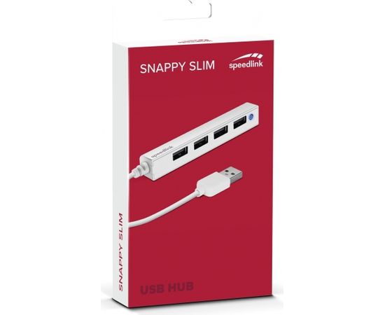 Speedlink USB sadalītājs Snappy Slim 4-port USB 2.0 Passive, balts (SL-140000-WE)