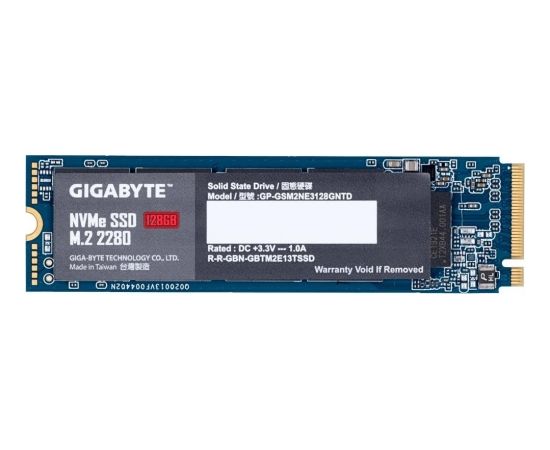 SSD|GIGABYTE|128GB|M.2|PCIE|NVMe|Write speed 550 MBytes/sec|Read speed 1550 MBytes/sec|MTBF 1500000 hours|GP-GSM2NE3128GNTD