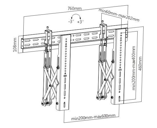 Sbox Video Wall Fixed Mount 37"-70" 45kg LVW02-46F