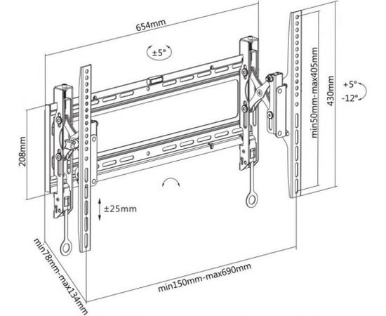 Sbox Tilting Flat Screen LED TV Mount 37"-80" 70kg PLB-6546T