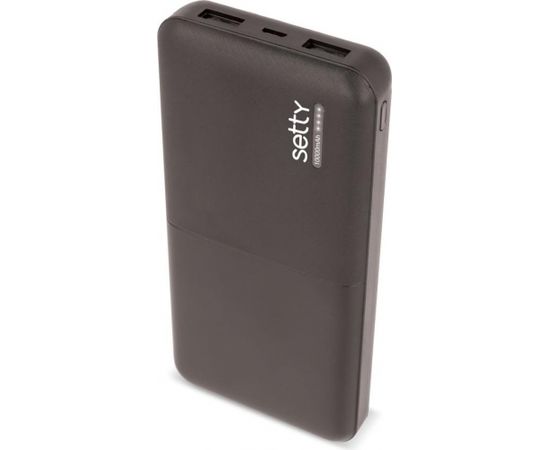 Setty  Power Bank 10000mAh Universāla Ārējas uzlādes baterija 5V 2.1A + Micro USB Kabelis Melna