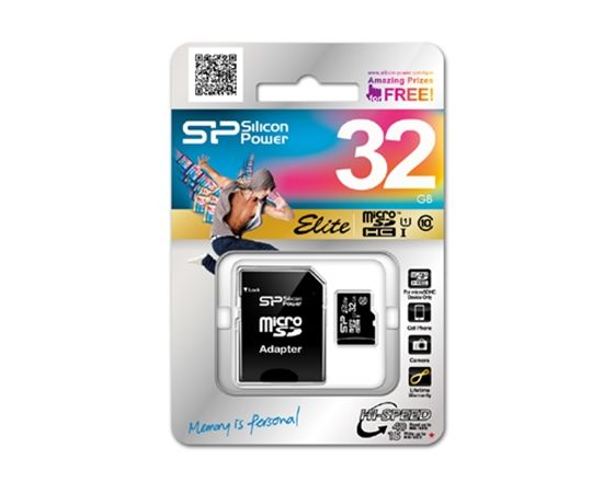 Silicon Power Elite UHS-I 32 GB, MicroSDHC, Flash memory class 10, SD adapter