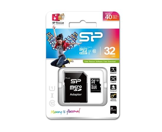 Silicon Power 32 GB, MicroSDHC, Flash memory class 10, SD adapter