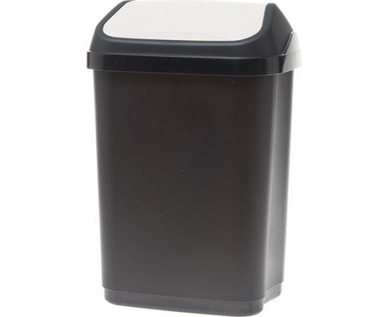 Keeeper Atkritumu tvertne ar šūpoļveida vāku, 10 L, melna-baltā krāsā