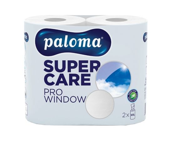 Papīra dvieļi PALOMA SUPER CARE Pro window, 1 sl., 2 ruļļi, nebalināti