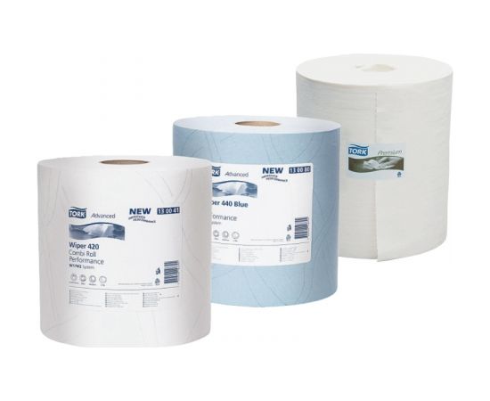 Industriālais papīrs TORK Premium 530 Wiper Pak W1/W2/W3, 1.sl., 280 lapas rullī, 32 cm x 106 m, baltā krāsā