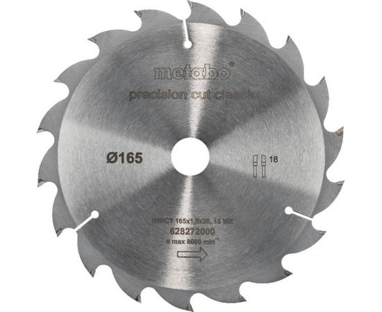 Zāģripa 165x1,8/1,2x20mm, z18, WZ, 20°, Classic.KS 18 LTX 57, Metabo