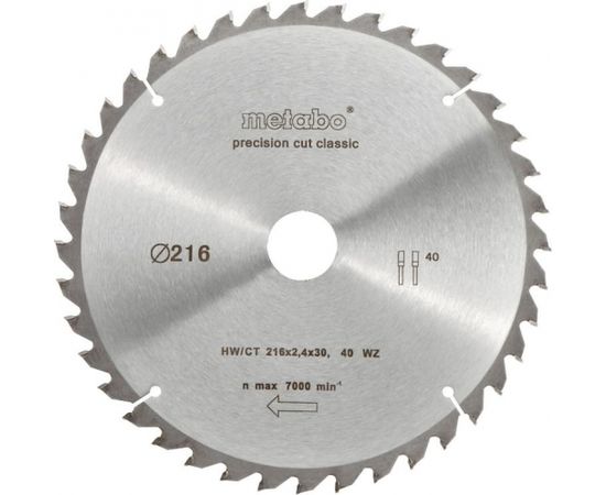 Zāģripa 216x2,4/1,8x30mm, z40, WZ, -5°, Classic, Metabo