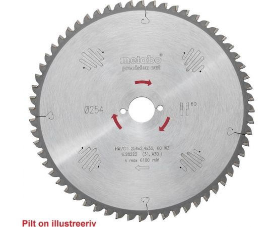 Zāģa asmens 315x2,8/1,8x30, z48, WZ, 15°, Precision Cut., Metabo