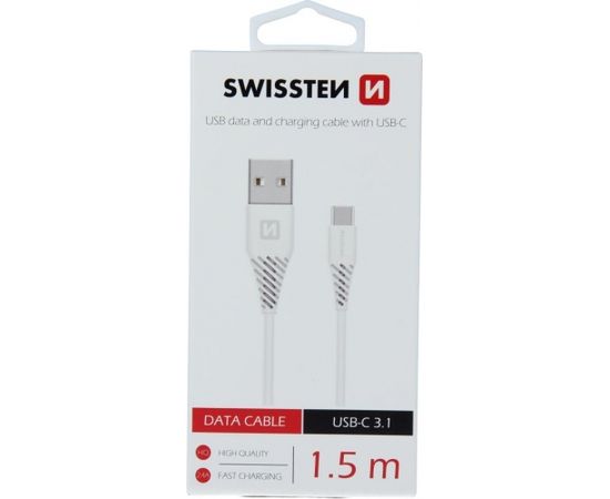 Swissten Basic Universāls Quick Charge 3.1 USB-C Datu un Uzlādes Kabelis 1.5m Balts