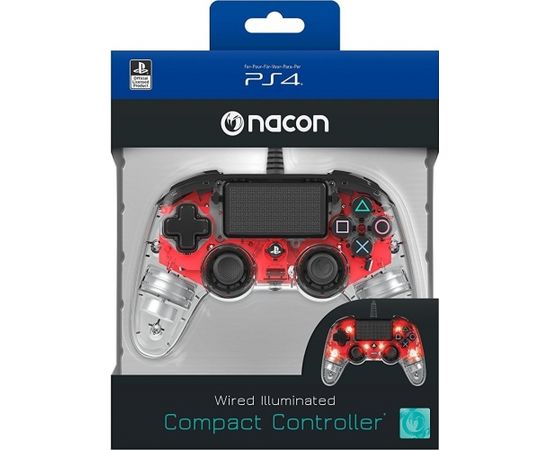 Nacon Compact Controller Wired - Illuminated Red (PS4)