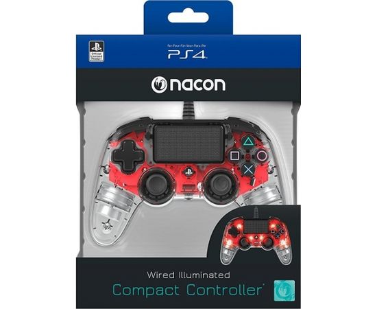 Nacon Compact Controller Wired - Illuminated Red (PS4)