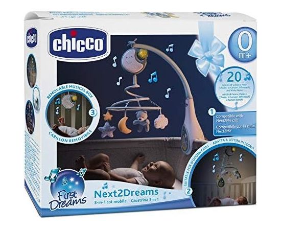 Chicco Next2Dreams Cot Mobile  Light blue, Batteries: 3 x AA 1,5 V (not included)