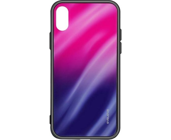 Evelatus iPhone XR Water Ripple Gradient Color Anti-Explosion Tempered Glass Case  Gradient Pink-Purple