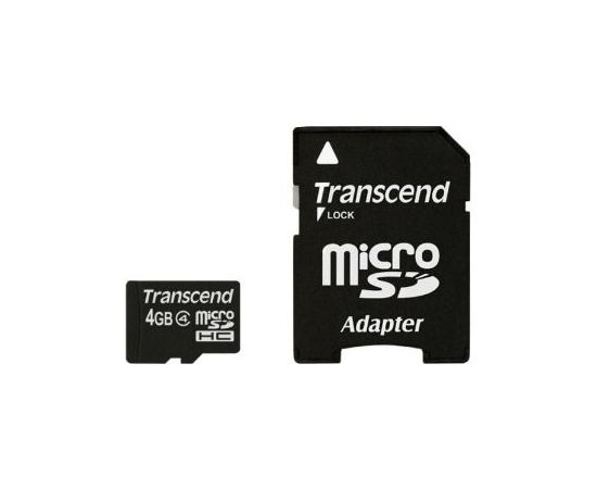 Transcend memory card Micro SDHC 4GB Class 4 + adapter
