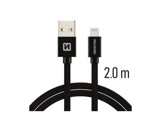 Swissten Textile Fast Charge 3A Lightning (MD818ZM/A) Кабель Для Зарядки и Переноса Данных 2m черный