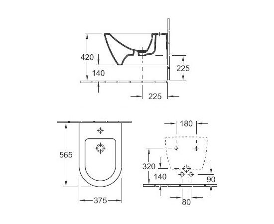 Villeroy &amp; Boch bidē Subway 2.0, stiprināms pie sienas, 370x565 mm, balts