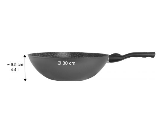Stoneline 19569 Wok, 30 cm, Suitable for all cookers including induction, Anthracite, Non-stick coating, Removable handle