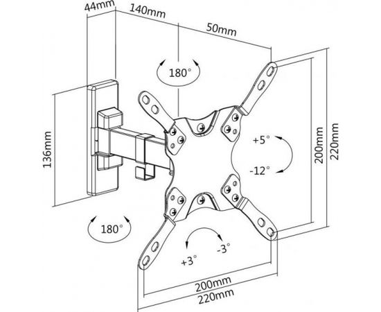 Sbox Full Motion Flat Screen Led TV Mount 13"-43" 20kg LCD-221