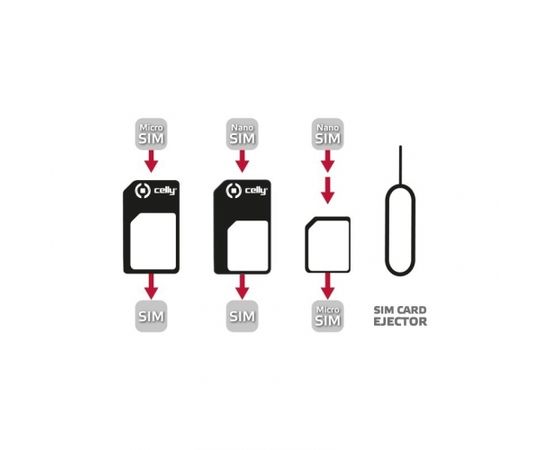 Adapters Kit nano/microSIM/SIM by Celly Black