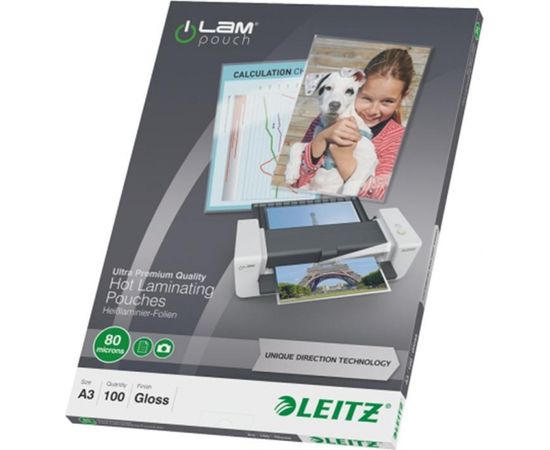 Esselte Laminēšanas kabata LEITZ, A3, 80 mikr, UDT, 100 gab./iepak.