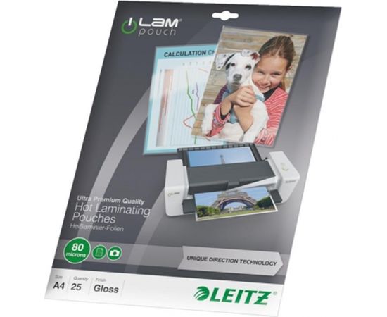 Esselte Laminēšanas kabata LEITZ, A4, 80 mikr, UDT, 25 gab./iepak.