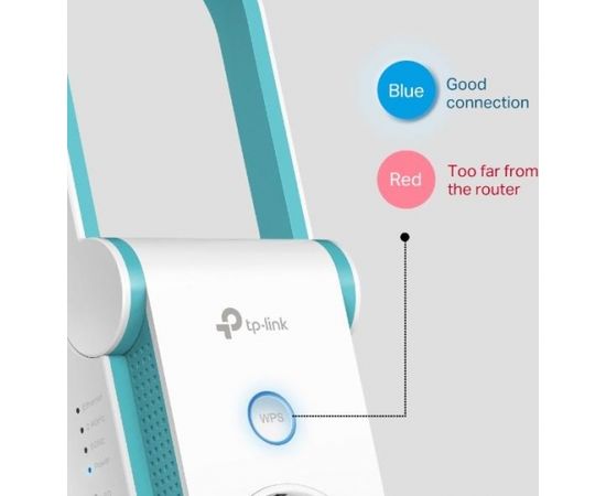 TP-LINK Extender RE365 802.11ac, 2.4GHz/5GHz, 300+867 Mbit/s, 10/100/1000 Mbit/s, Ethernet LAN (RJ-45) ports 1, Antenna type 2xExternal, with AC Passthrough