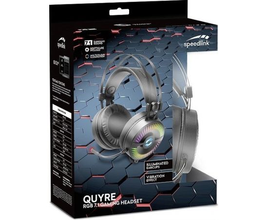 Speedlink austiņas + mikrofons Quyre RGB 7.1, melna (SL-860006-BK)