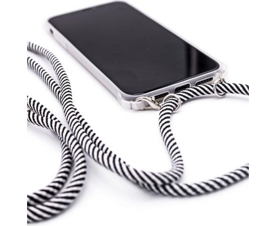 Evelatus Samsung A50s Case with rope Black Stripes  Transparent