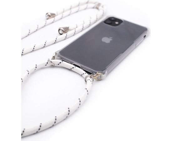 Evelatus Samsung A50s Case with rope White Stripes  Transparent