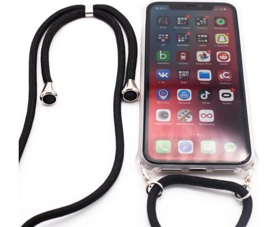 Evelatus iPhone XR Case with rope Black  Transparent