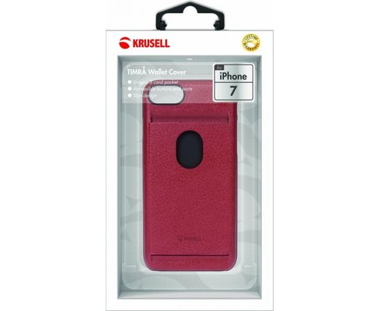 Krusell Timra Card Cover Silikona Apvalks Telefonam Apple iPhone 7 / 8 Sarkans