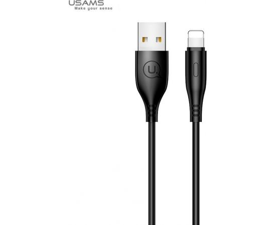 Usams US-SJ266 U18 Flexi PVC Universāls Lightning  uz USB DAtu un Ātras Uzlādes 2A Apaļa konektora Plug Labelis 1m Melns