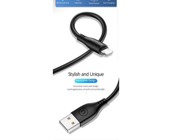 Usams US-SJ266 U18 Flexi PVC Универсальный Lightning на USB Кабель Данных и Заряда 2А с Круглым коннектором Черный