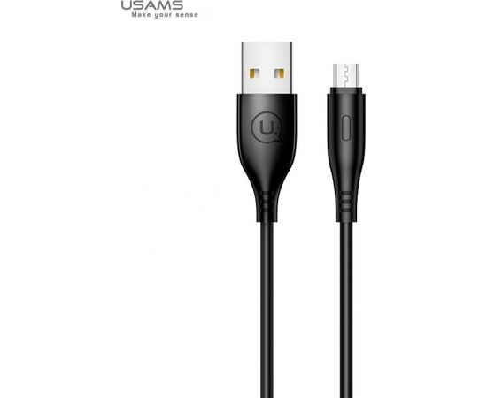 Usams US-SJ268 U18 Flexi PVC Universāls Micro USB uz USB DAtu un Ātras Uzlādes 2A Apaļa konektora Plug Labelis 1m Melns