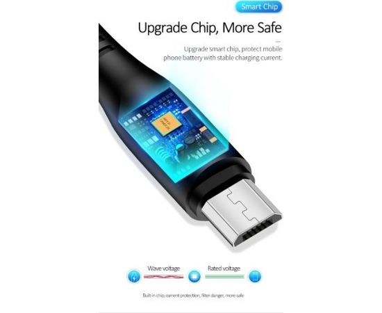 Usams US-SJ268 U18 Flexi PVC Универсальный Micro USB на USB Кабель Данных и Заряда 2А с Круглым коннектором Черный
