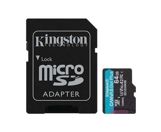 Kingston micro SDXC Canvas Go Plus 64GB Memory Card with SD Adapter Class10