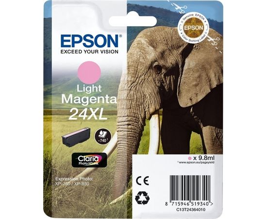 Epson Singlepack Light Magenta 24XL Claria Photo HD Ink