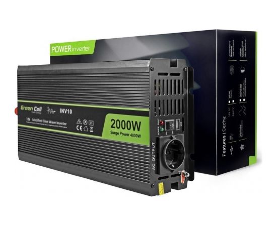 Strāvas pārveidotājs Green Cell 12V 220V, 2000W/4000W (INV10)