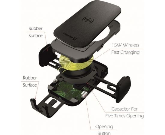 Swissten W2-HK3 Универсальный Держатель C 15W Беспроводной Зарядкой + Micro USB Провод 1.2м Черный