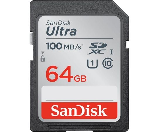 SANDISK Ultra 64GB SDHC  Memory Card 100MB/s, Class 10 UHS-I