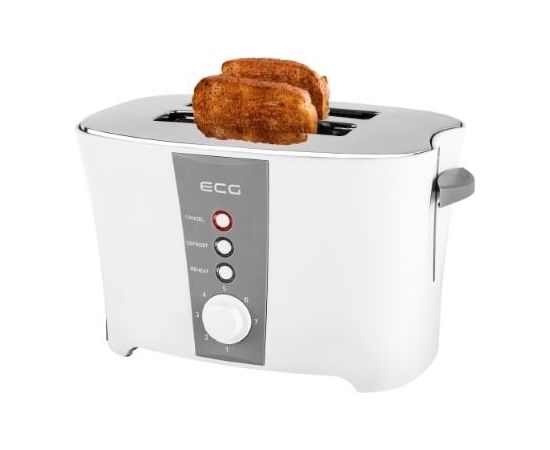 ECG Toaster ECGST818, 800 W, Double slot, Light Indicator, Temperature regulation 7 levels, White color / ECGST818