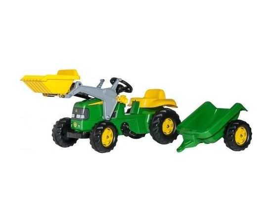 Педальный трактор Rolly KID John Deere с ковшом и прицепом Rolly Toys   (2,5-5 лет )