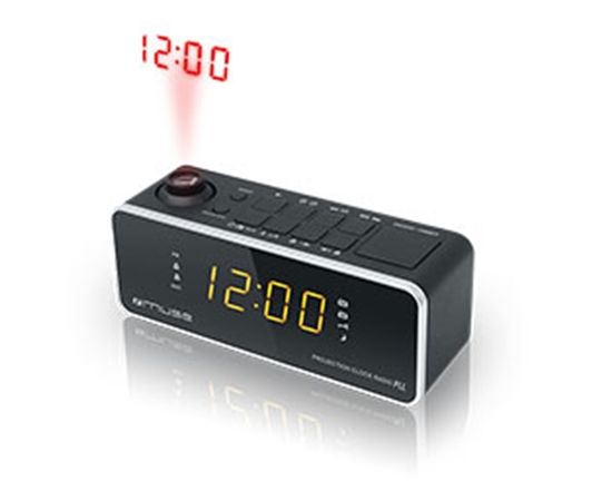 Muse Clock radio  M-188P Black, 0.9 inch amber LED, with dimmer