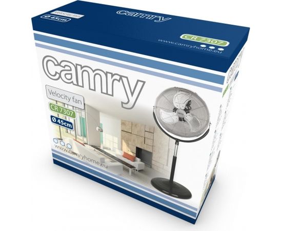 Camry CR 7307 Stand Fan, Number of speeds 3, 180 W, Diameter 45 cm, Black/Stainless steel Ventilatori