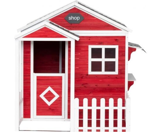 Rotaļu māja bērniem Tarmo sarkana ar baltu 182x176x170.5cm