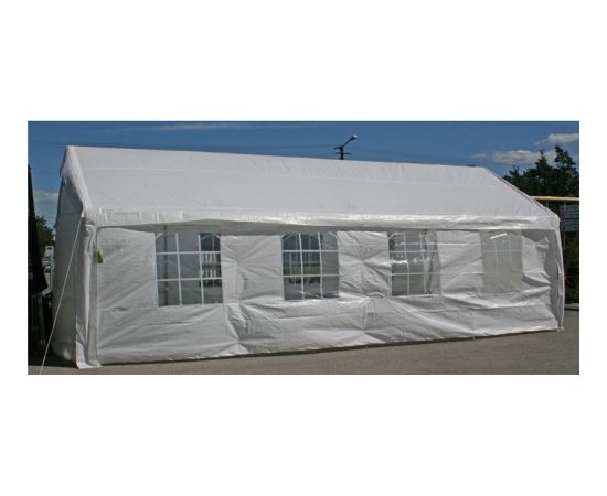 Палатка для мероприятий 4x8м, рама из стали, покрытие: полиэтилен, цвет: белый