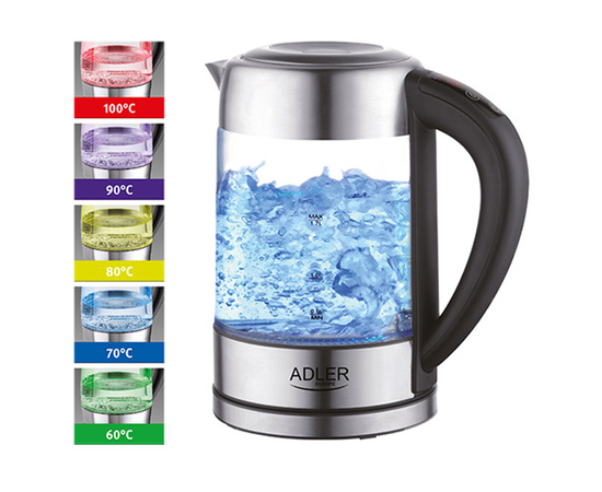 Adler AD 1247 Stainless steel/Transparent, 1850 - 2200 W, 360°, 1.7L